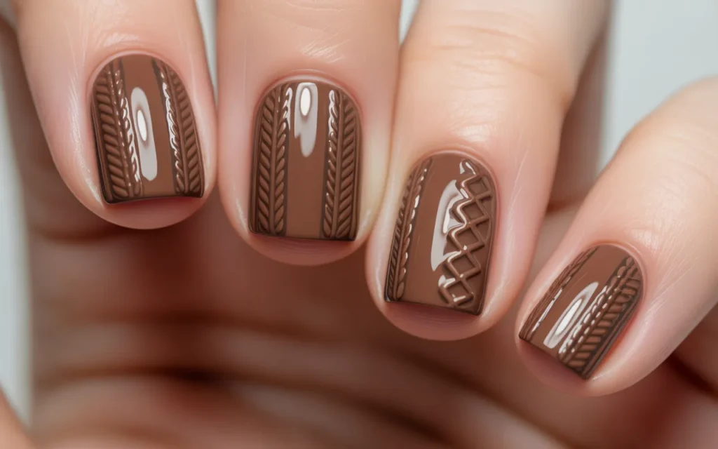 Classic Cable-Knit Brown Nails