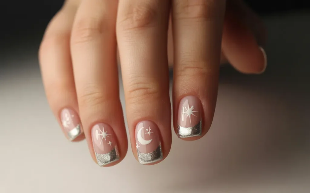 Silver Celestial French Tips