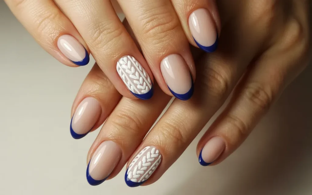 Navy French Sweater Nails
