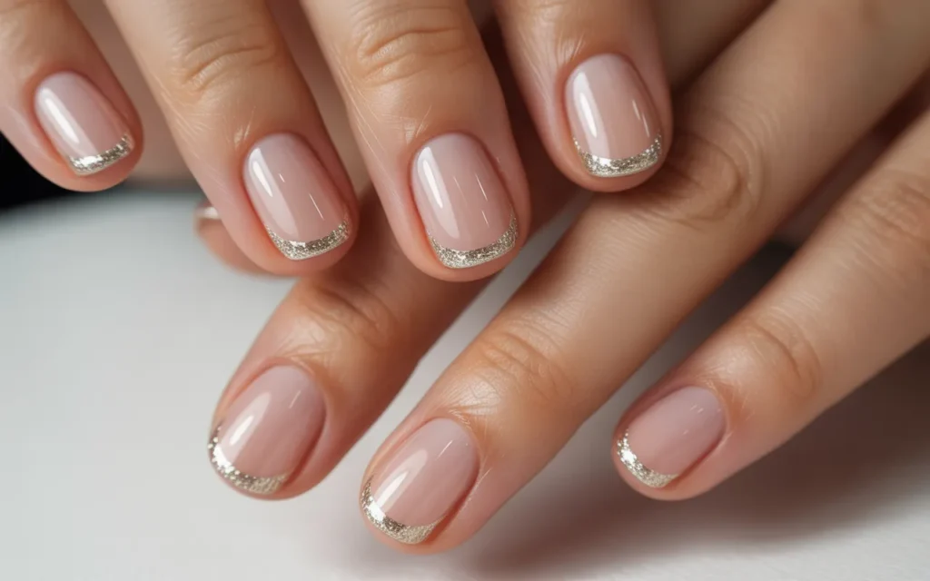 Silver Outline Glitter Frenchies