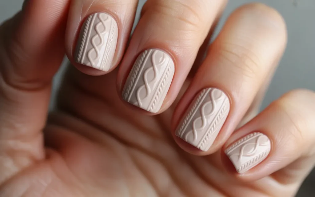 Neutral Cozy Sweater Nails