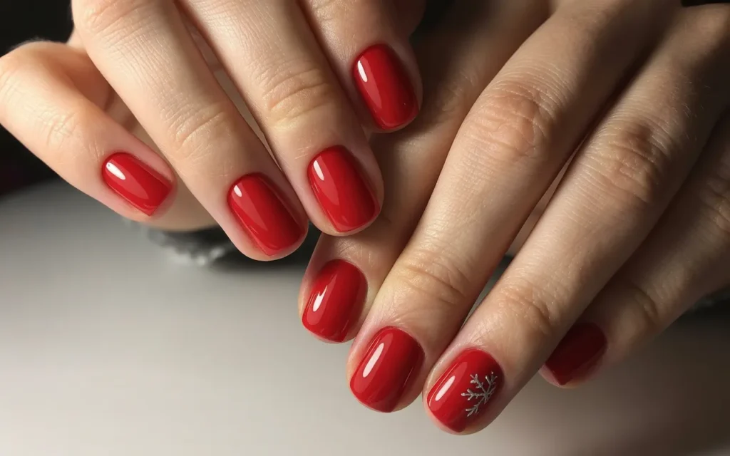 Short Red Christmas Nails
