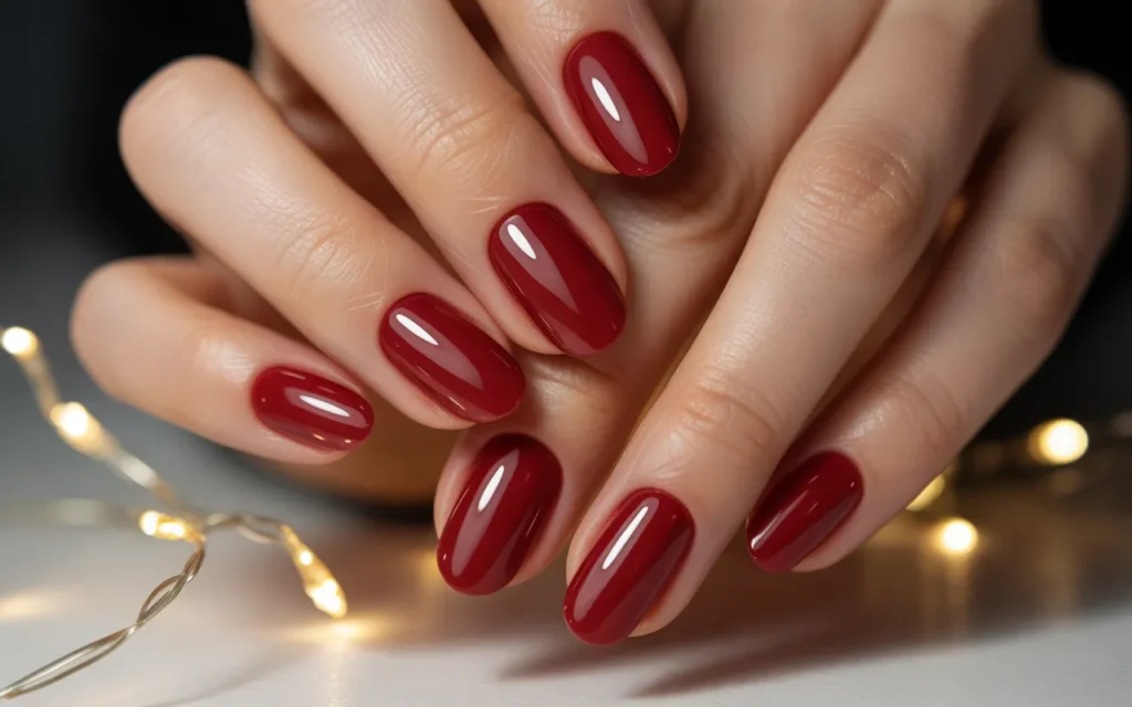 Deep Red Christmas Nails