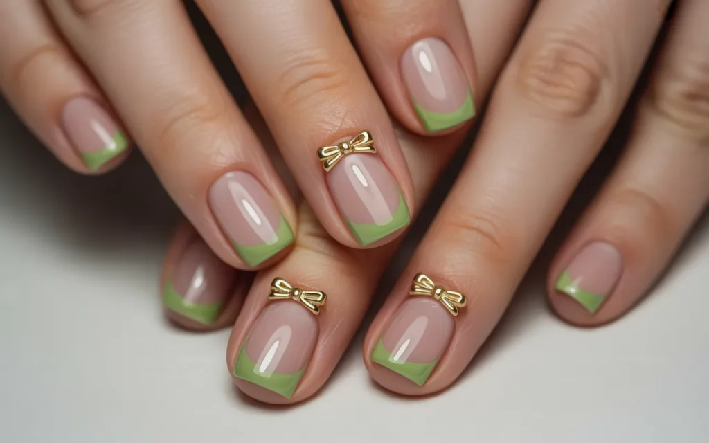 Green Tips with Gold Bows