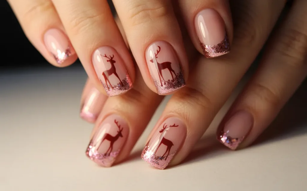 Pink Glitter French Tips