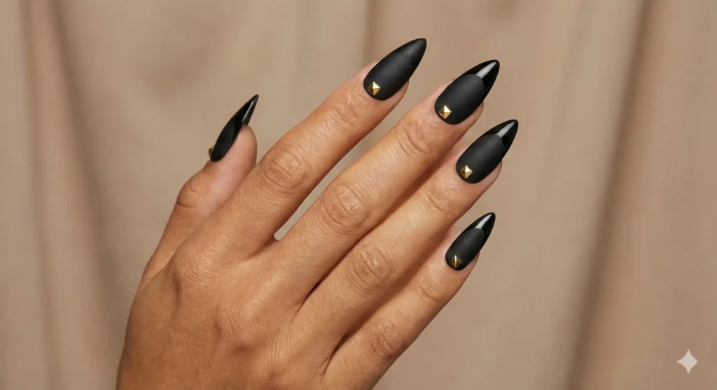 Black Stiletto Valentine Nails