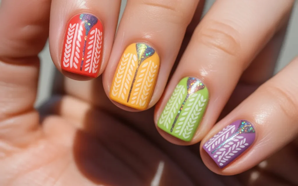 Skittle Style Sweater Nails