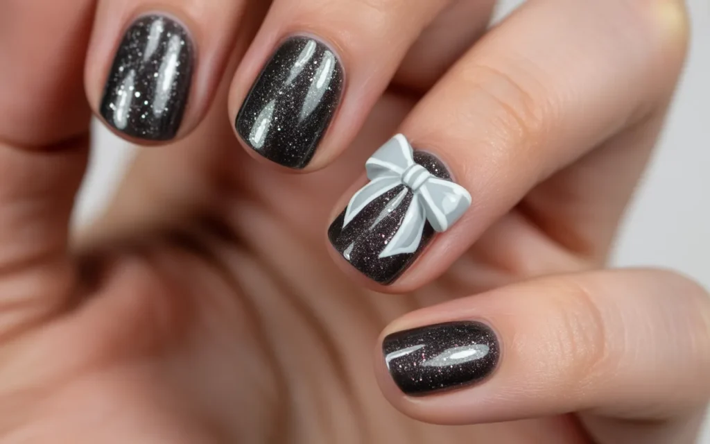 Black Glitter Glam Nails
