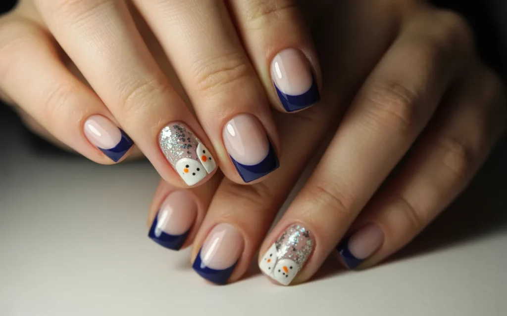 Short Navy French Tips