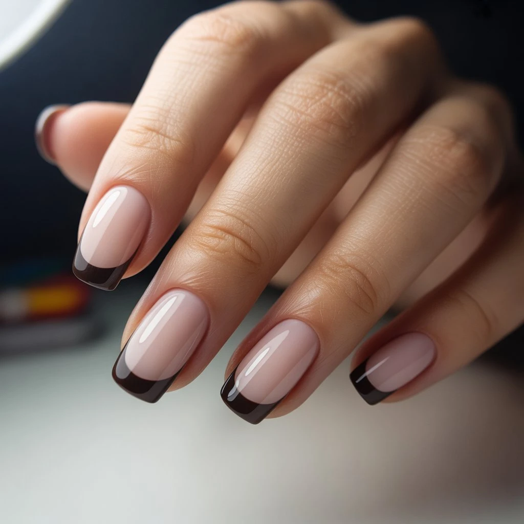 Black French Tips Valentine Style