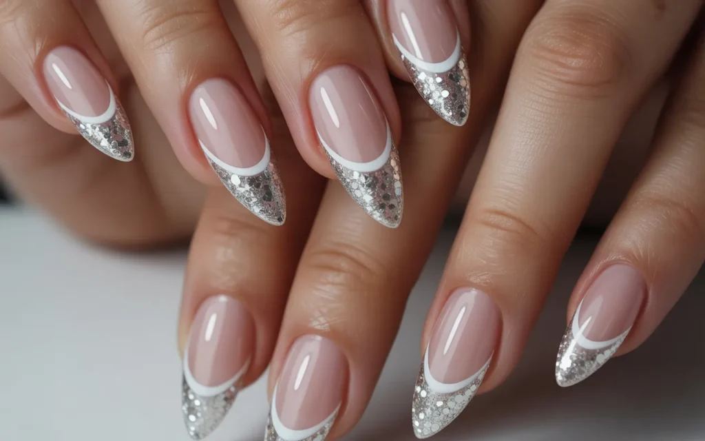 Pointed White and Glitter Frenchies