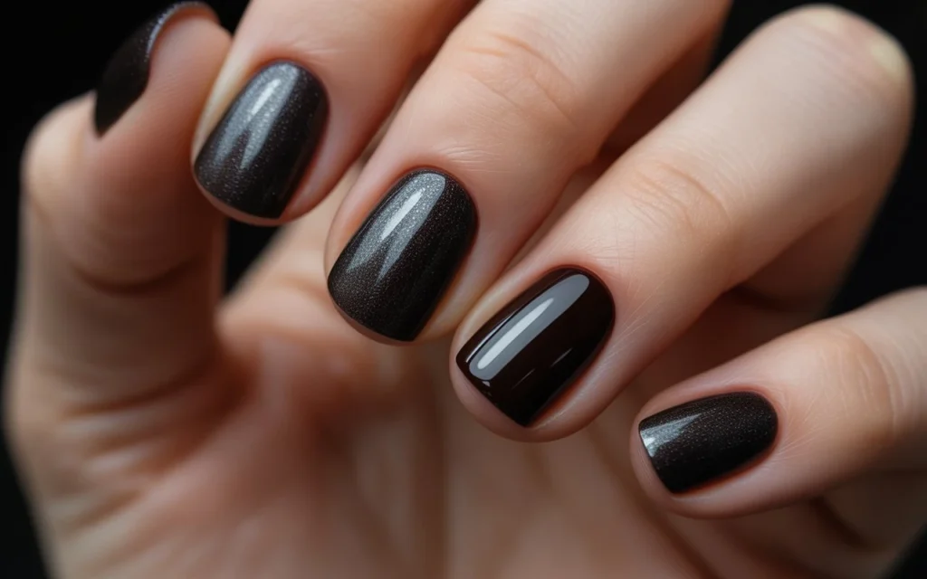 Matte Black Valentines Day Nails