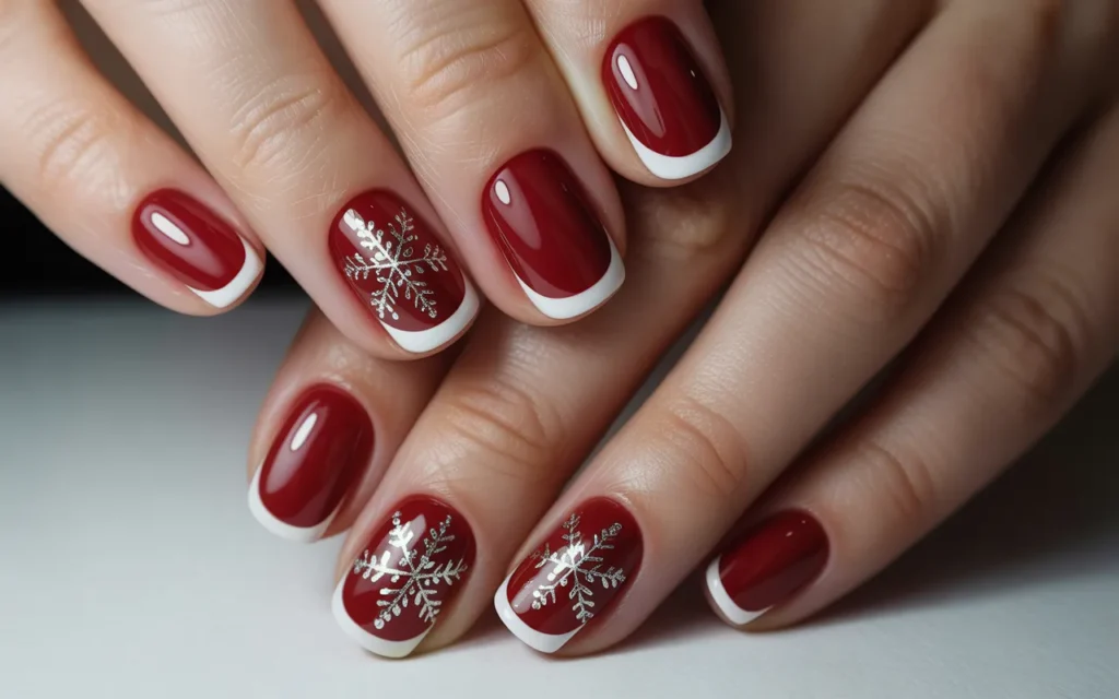 Red Glitter Slip French Tips
