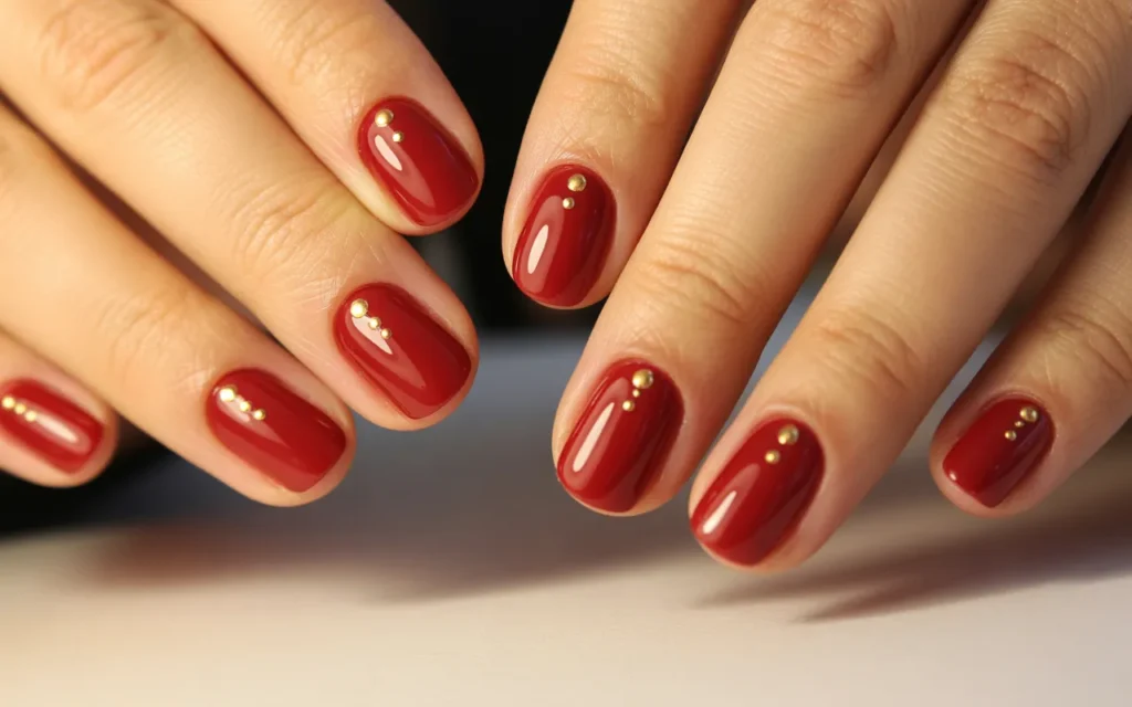 Minimalist Red Christmas Nails