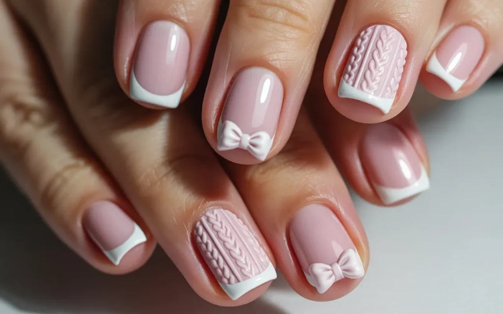 Pink Coquette Sweater Nails
