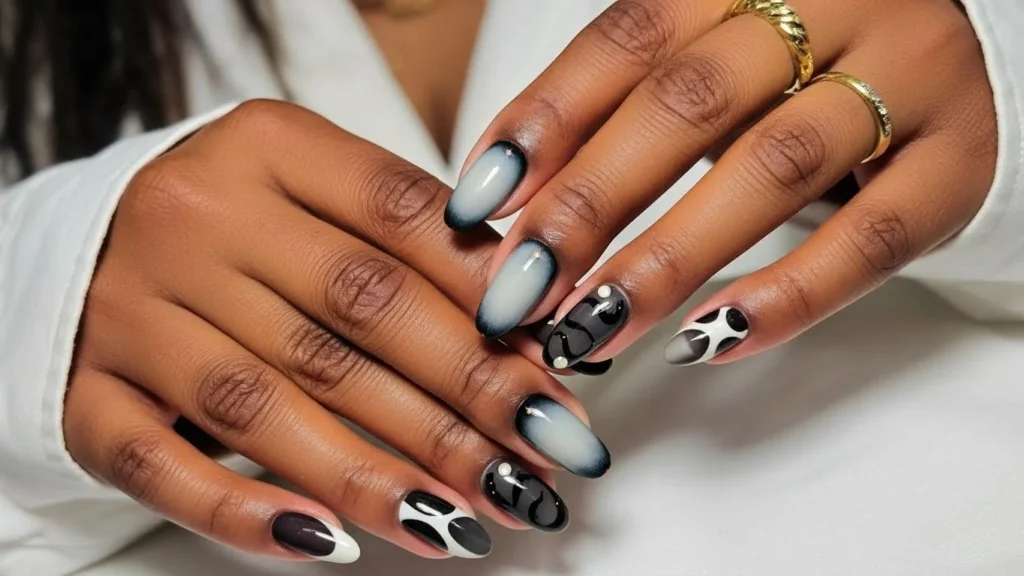 Black Aura Valentine Nails