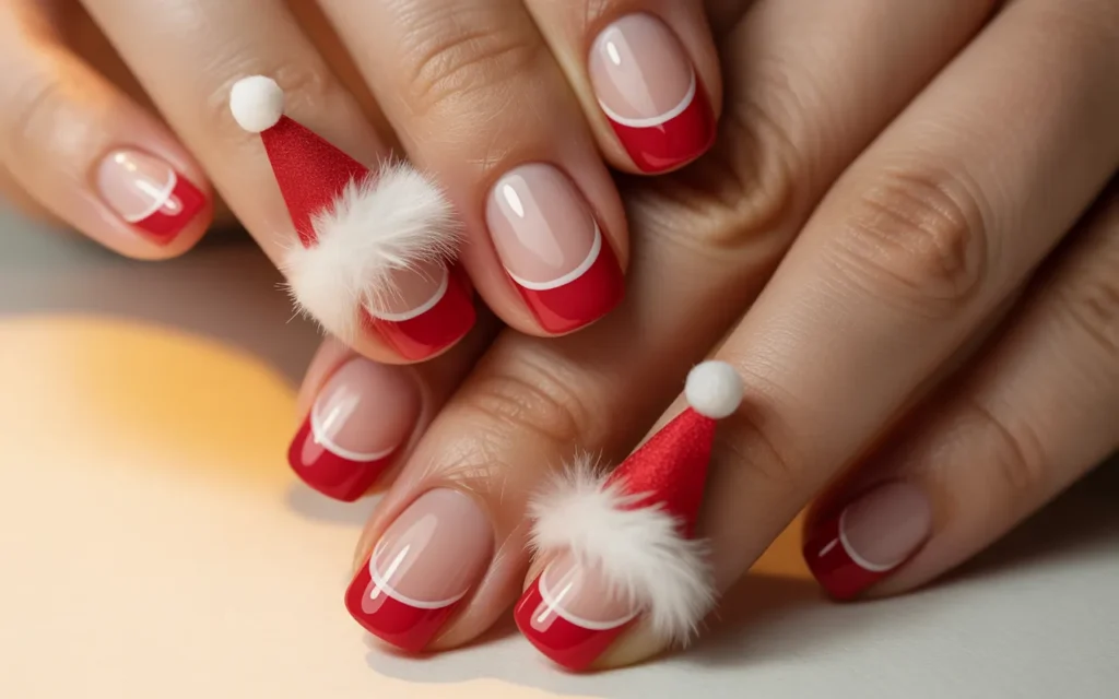 Santa Hat French Tips