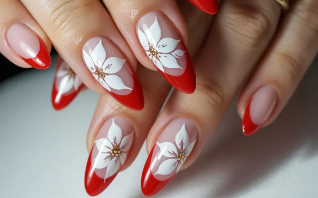Poinsettia Floral Nails