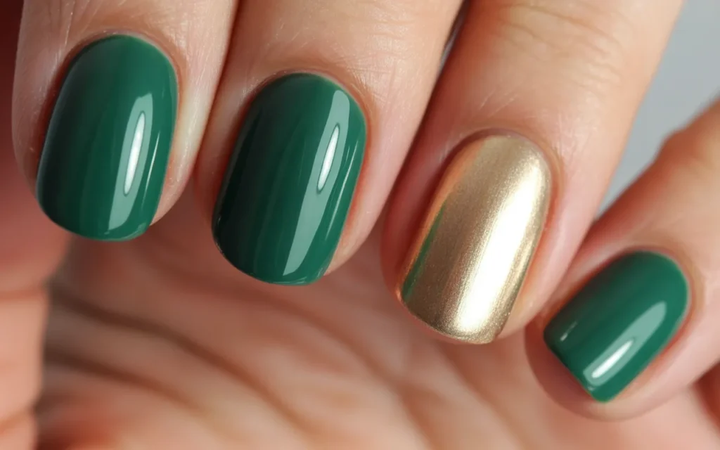 Emerald Green Glossy Nails