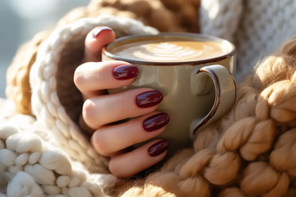 Deep Burgundy Gloss Nails