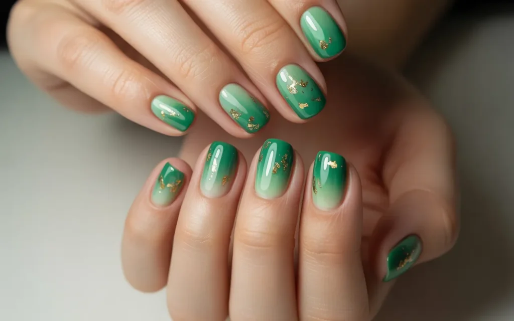 Green Ombre with Gold Glitter