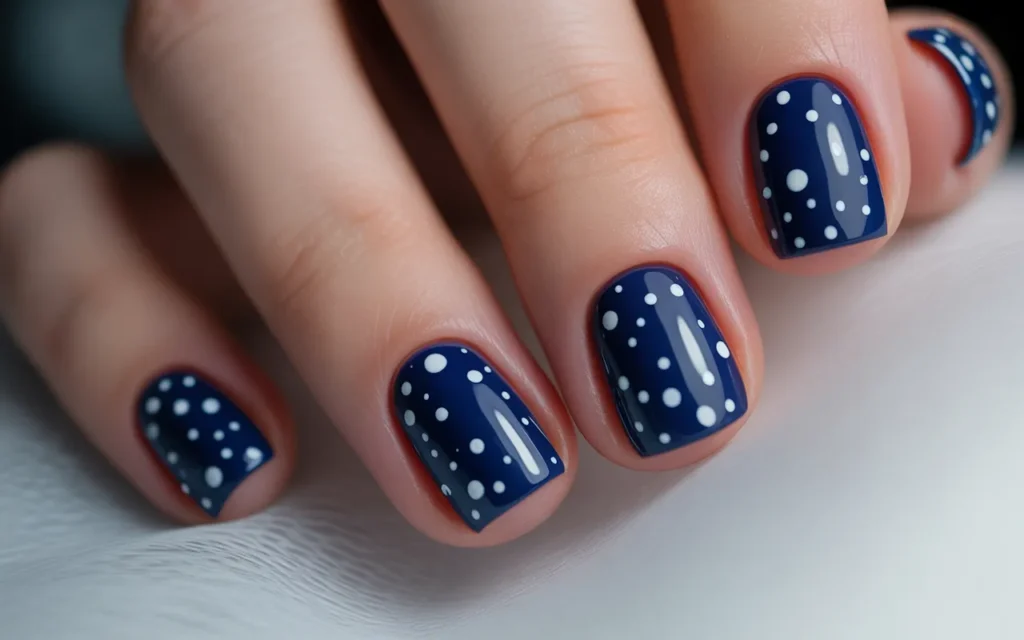 Tiny White Polka Dots on Dark Blue