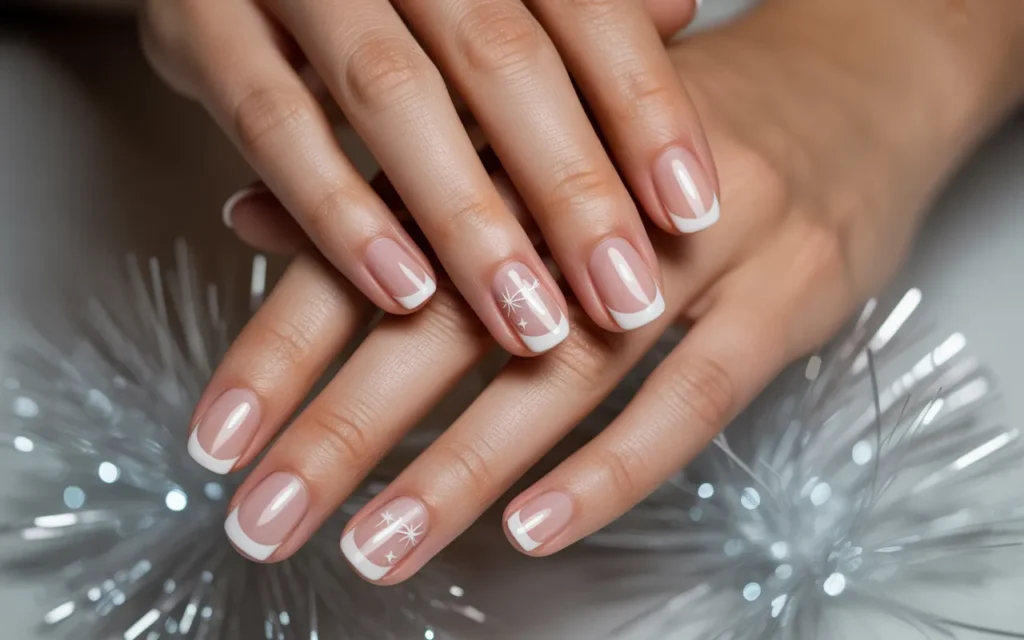 Classic French Mani with Tiny Stars