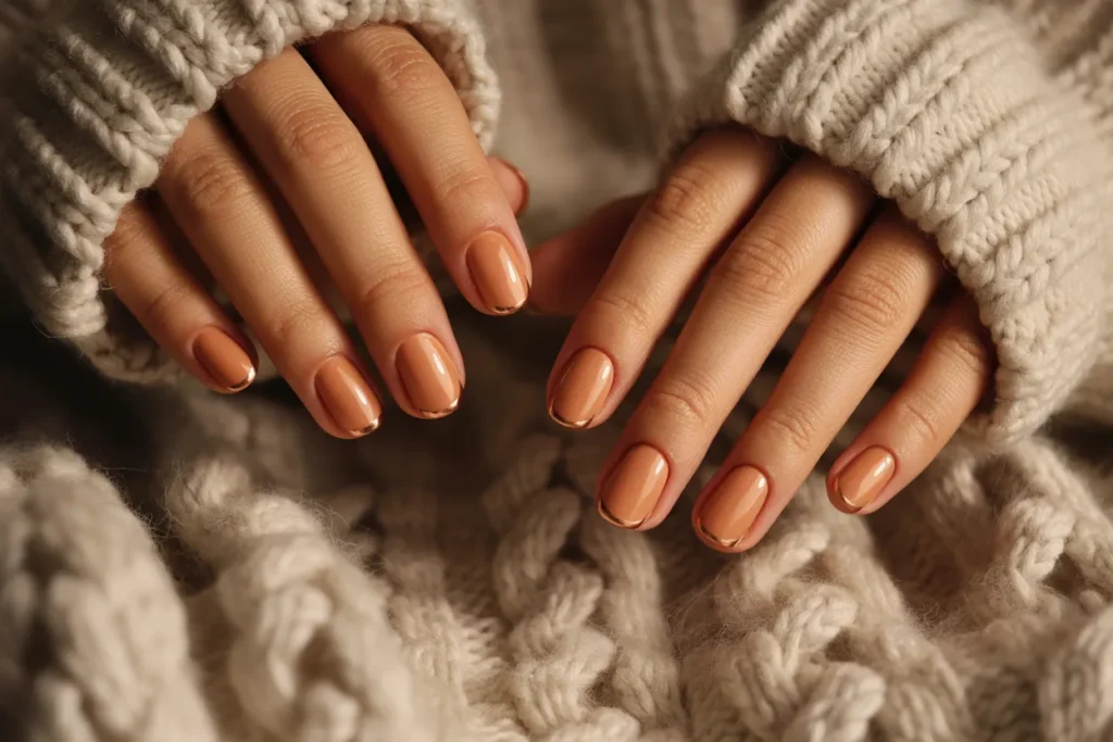 Caramel Nude with Copper Metallic Tips