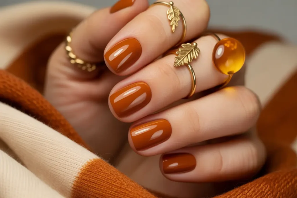 Burnt Sienna Nails with Gloss Finish