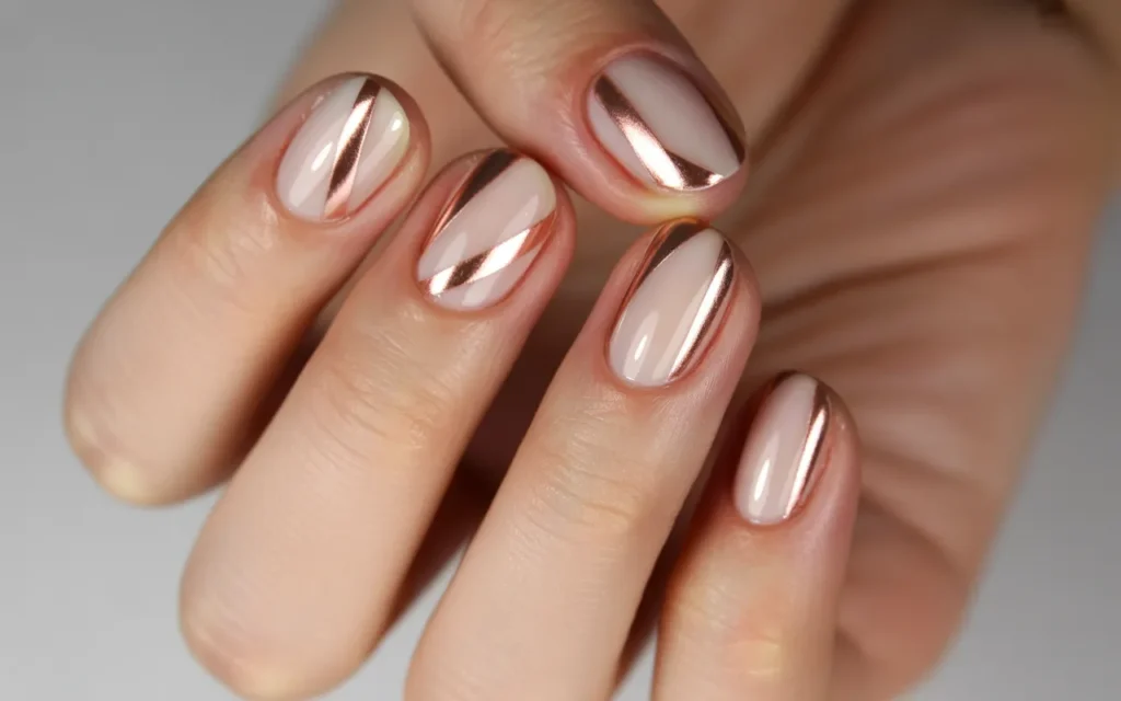 Sheer Beige with Metallic Stripes