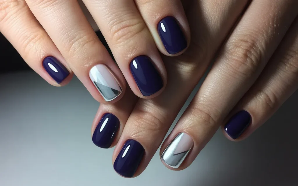 Matte Dark Blue with Glossy Geometric Shapes