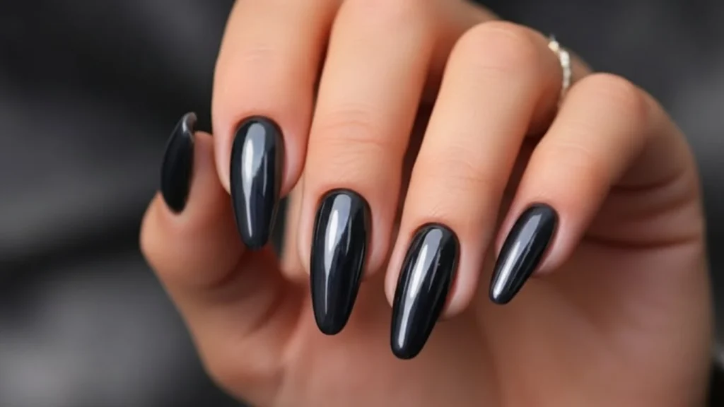 Black Chrome Valentine Nails