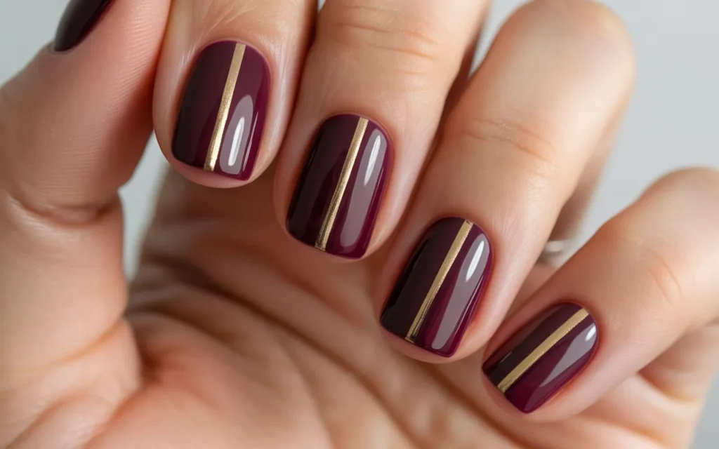 Rich Plum with Metallic Stripe