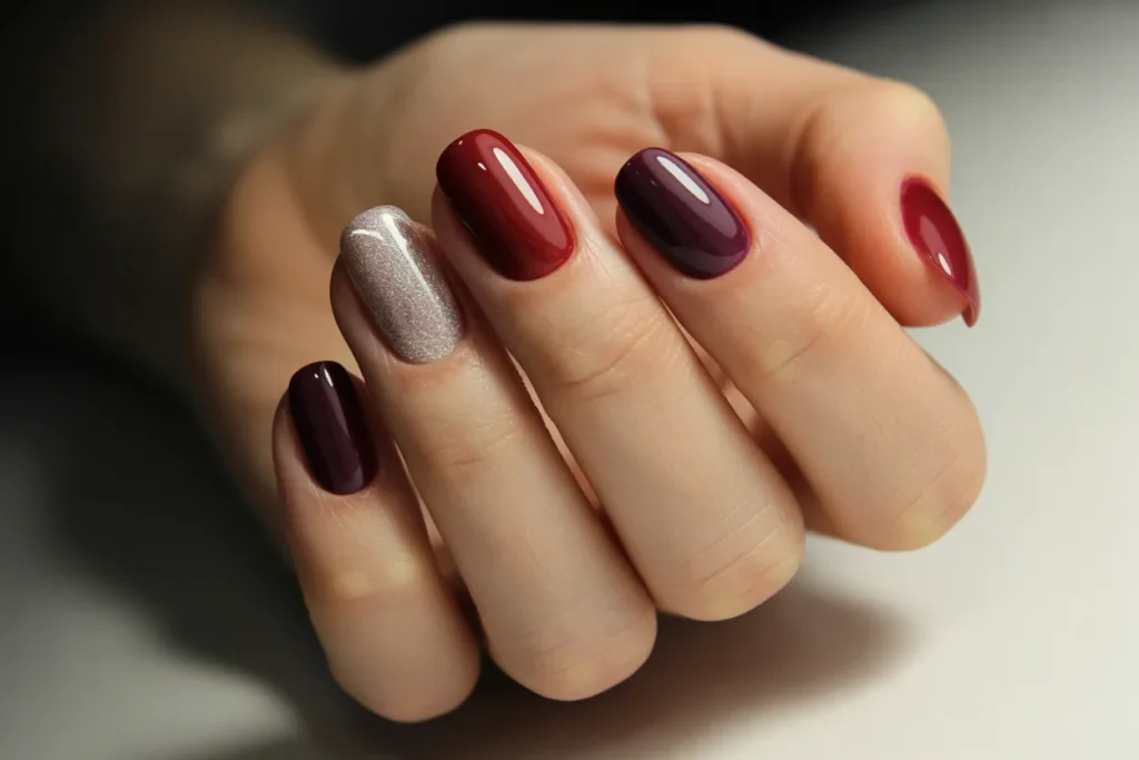 Berry Mix-and-Match Nails