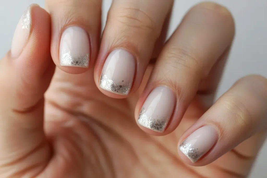 Frosted White with Silver Glitter Tips