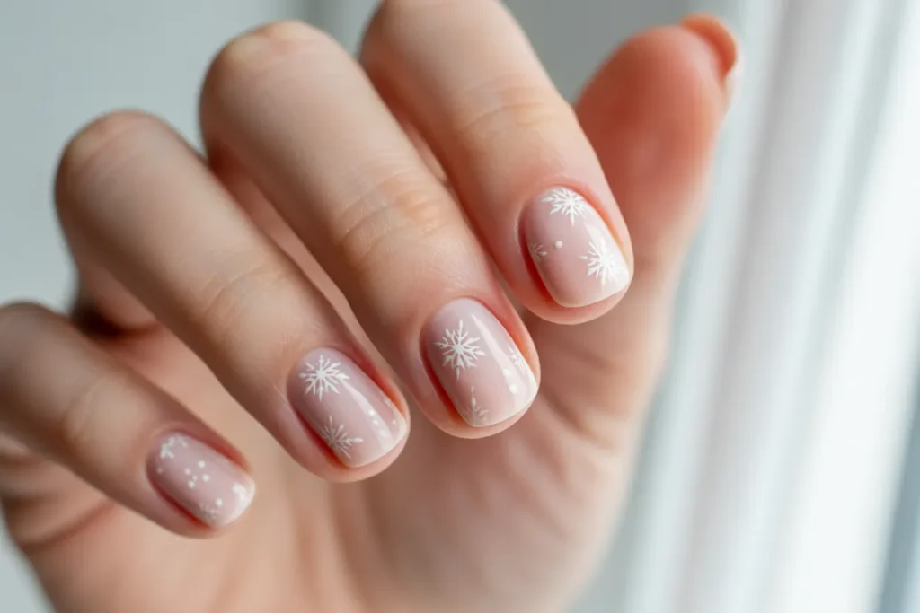 Subtle Snowflake Stamps on Pale Pink