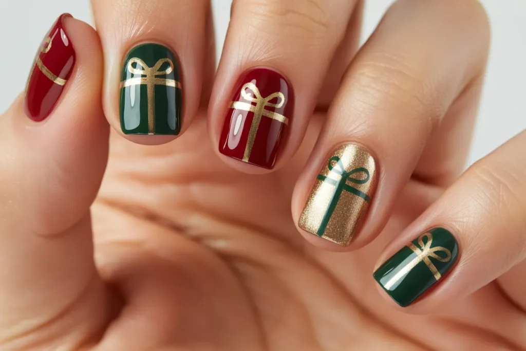 Holiday Gift Box Nails