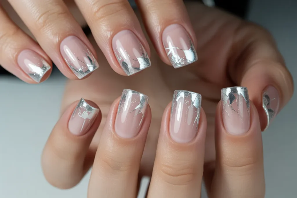 Clear Nails with Frozen Crackle Effect