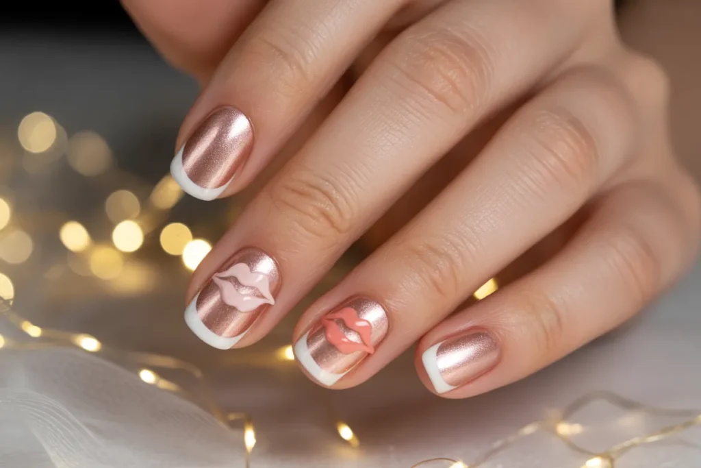 Rose Gold & White Lip Prints