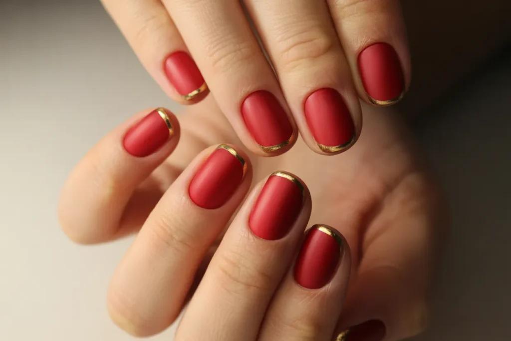 Matte Red with Shimmering Gold Tips