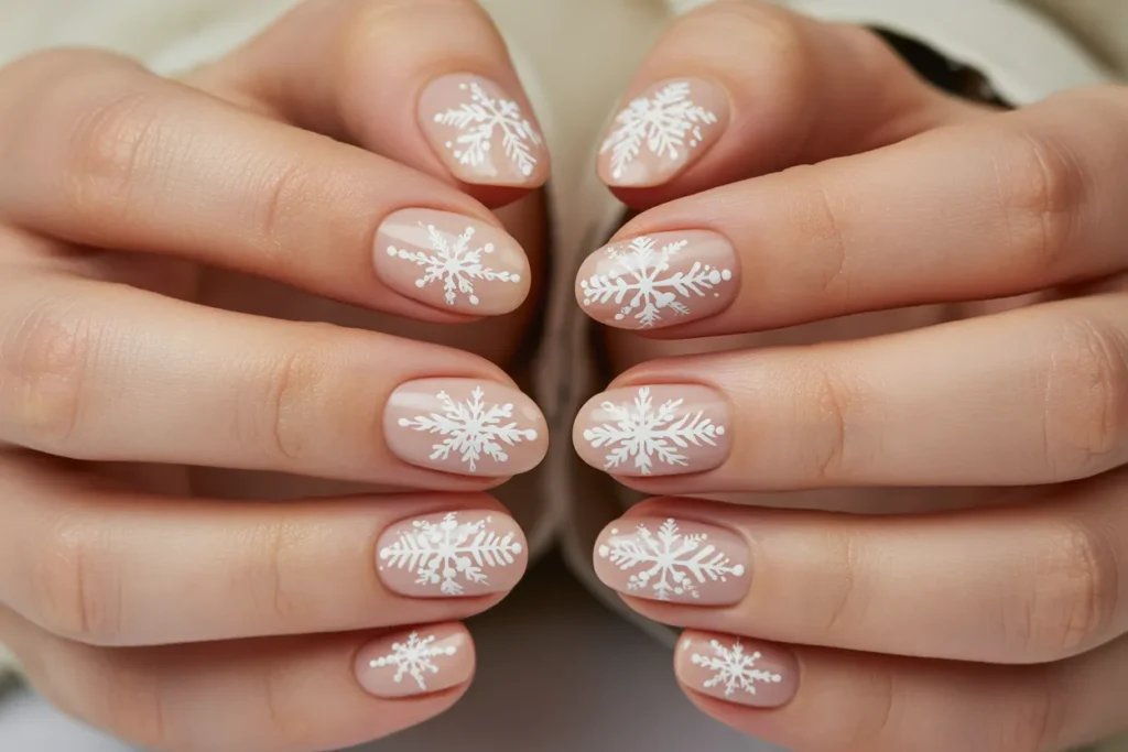 Muted Beige with Tiny Snowflakes