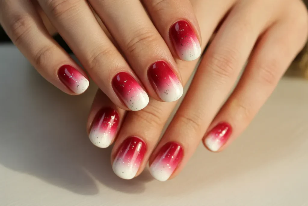 Ombre Red to White Sparkly Gradient