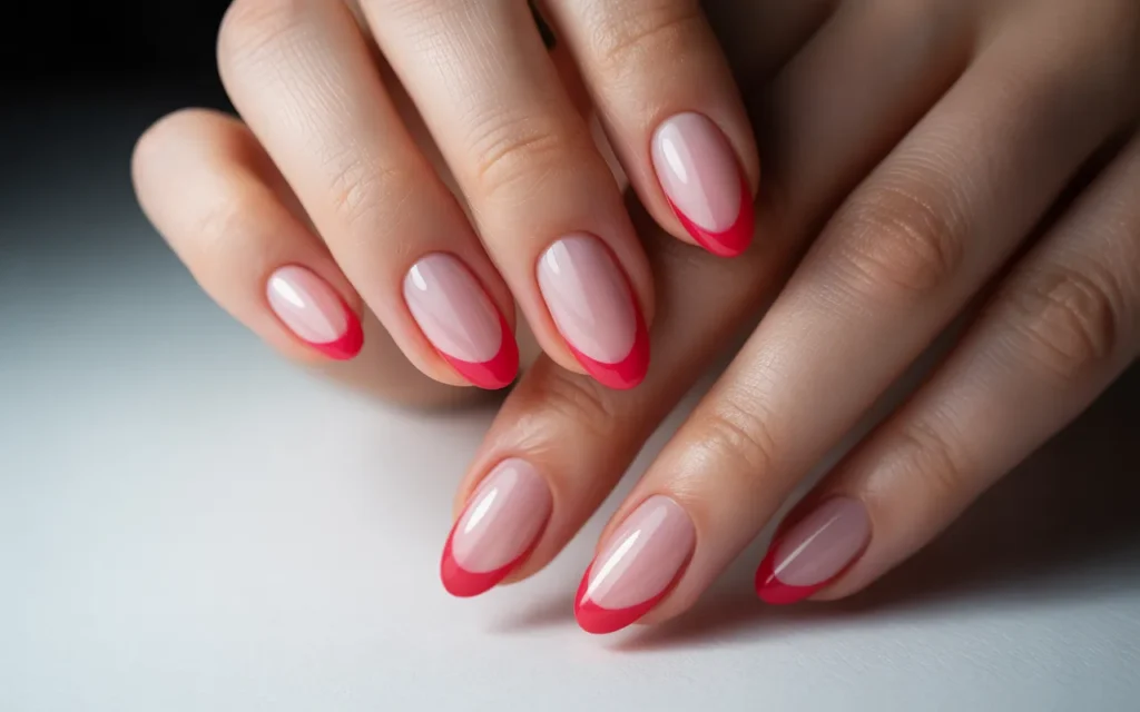 Pink and Red Side French Tips