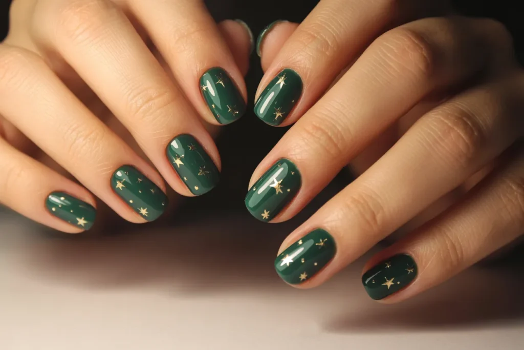 Sparkly Dark Green with Star Decals
