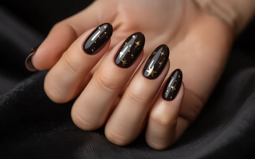 Glossy Black with Gold Stars