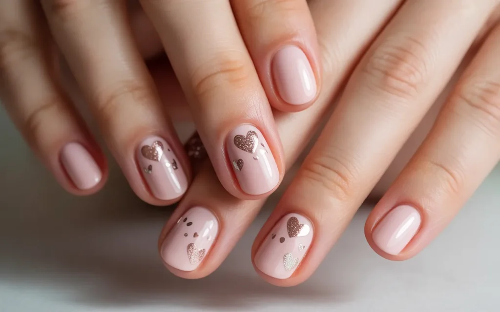 Soft Pink with Glitter Heart Accents