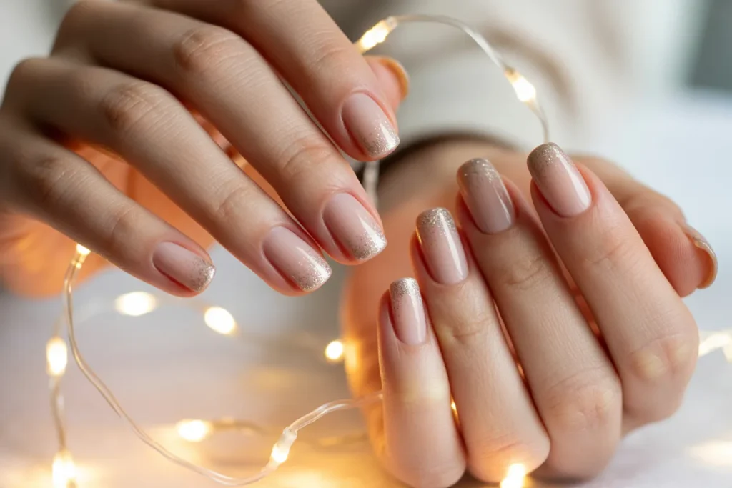 Nude Base with Glitter Gradient