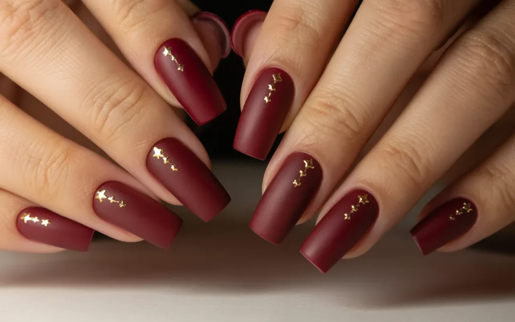Matte Deep Crimson Nails