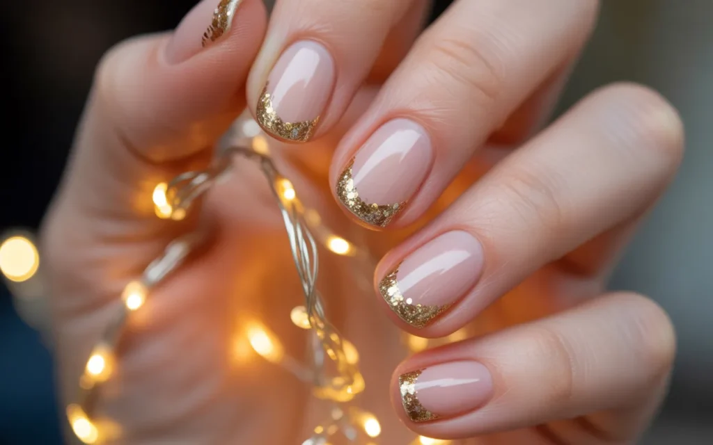 Sparkling Gold Glitter Tips
