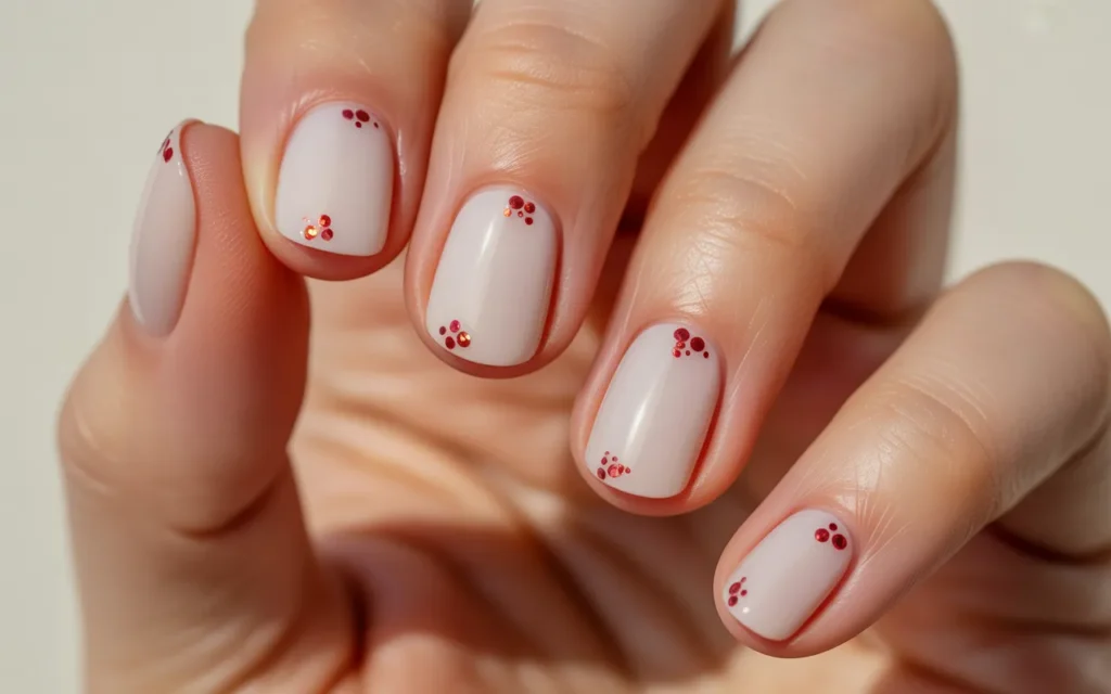 White Matte with Red Glitter